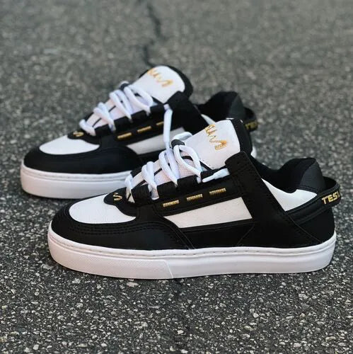 Tênis tesla coil black white gold